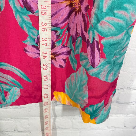 Vintage Hawaiian Midi Dress Womens  Plus 18W Hot Pink Floral Tropical Beach - Picture 11 of 13